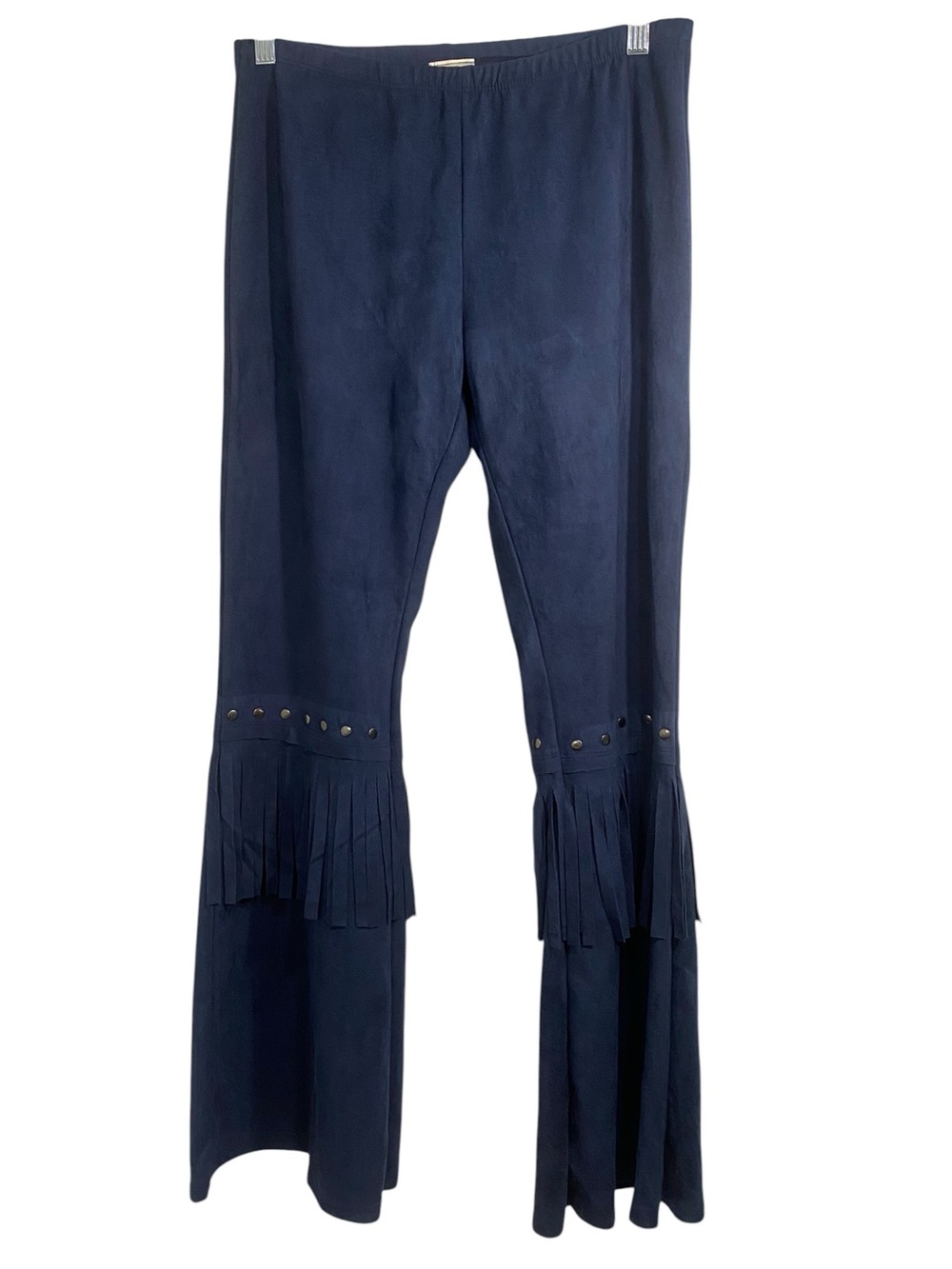 Vocal Faux Suede Fringed Flare Pants